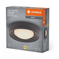 LEDVANCE ORBIS Concrete, graue Beton-Deckenleuchte mit LED, 18W, 1500lm, 3000K freundliches Warmweiß, durch Klicken in 3-Stufen dimmbar, 400mm Durchmesser, IP20 Schutz, für Badezimmer geeignet