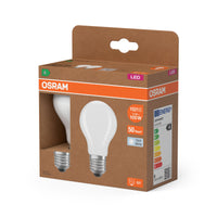 OSRAM LED LAMPS ENERGY CLASS A ENERGY EFFICIENCY FILAMENT CLASSIC A in A-Form, LED-Lampe, Bleifreies Glas, Matt, 7,2 W, 1521 lm, Kaltweiß, Energieeffizienzklasse: A, 2er
