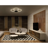 LEDVANCE Decor Aura Deckenleuchte aus geschwungenem Polycarbonat mit LED und Filament-Design, 21 W, 2200 lm, 3000 K, 830 warmweiß, Click dimmbar, dunkelgrau, Kunststoff (PC), IP20