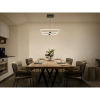 LEDVANCE Decor Tetragon 2-flammige Pendelleuchte aus geschwungenem Polycarbonat mit LED und Filament-Design, 23 W, 250 lm, 3000 K, 830 warmweiß, Click dimmbar, dunkelgrau, Kunststoff (PC), IP20
