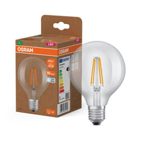OSRAM LED LAMPS ENERGY CLASS A ENERGY EFFICIENCY FILAMENT CLASSIC Globe , LED-Lampe, Bleifreies Glas, Klar, 2,2 W, (ex 40 W), 470 lm, Kaltweiß, Energieeffizienzklasse: A