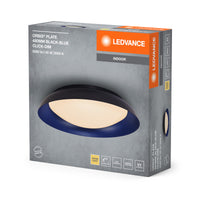 LEDVANCE Orbis Plate LED-Deckenleuchte, schwarz-blau, 45W, 2200lm, 3000K, 480mm, 830 freundliches Warmweiß, durch Kicken in 3-Stufen dimmbar, IP20 Schutz, Montageschrauben und Dübel inklusive