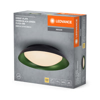 LEDVANCE Orbis Plate LED-Deckenleuchte, schwarz-, 35W, 1700lm, 3000K, 430mm, 830 freundliches Warmweiß, durch Kicken in 3-Stufen dimmbar, IP20 Schutz, Montageschrauben und Dübel inklusive