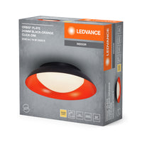 LEDVANCE Orbis Plate LED-Deckenleuchte, schwarz-orange, 19W, 1000lm, 3000K, 310mm, 830 freundliches Warmweiß, durch Kicken in 3-Stufen dimmbar, IP20 Schutz, Montageschrauben und Dübel inklusive