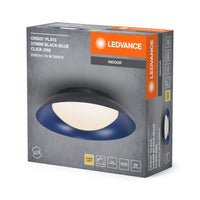 LEDVANCE Orbis Plate LED-Deckenleuchte, schwarz-blau, 19W, 1000lm, 3000K, 310mm, 830 freundliches Warmweiß, durch Kicken in 3-Stufen dimmbar, IP20 Schutz, Montageschrauben und Dübel inklusive