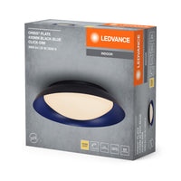 LEDVANCE Orbis Plate LED-Deckenleuchte, schwarz-blau, 35W, 1700lm, 3000K, 430mm, 830 freundliches Warmweiß, durch Kicken in 3-Stufen dimmbar, IP20 Schutz, Montageschrauben und Dübel inklusive