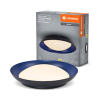 LEDVANCE Orbis Plate LED-Deckenleuchte, schwarz-blau, 35W, 1700lm, 3000K, 430mm, 830 freundliches Warmweiß, durch Kicken in 3-Stufen dimmbar, IP20 Schutz, Montageschrauben und Dübel inklusive