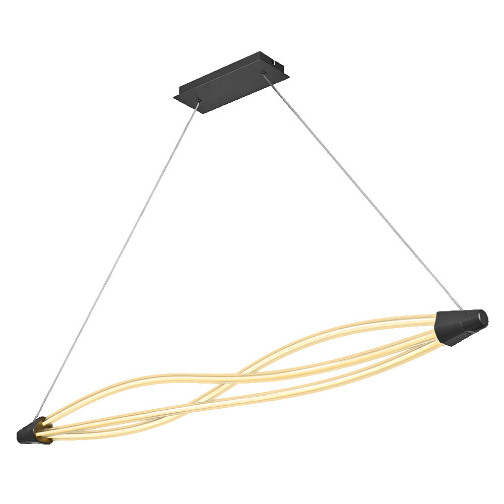 LEDVANCE Decor Swirl Pendelleuchte aus geschwungenem Polycarbonat mit LED und Filament-Design, 22 W, 2400 lm, 3000 K, 830 warmweiß, Click dimmbar, dunkelgrau, Kunststoff (PC), IP 20