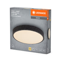LEDVANCE ORBIS Yummy LED-Deckenleuchte mit Metallring, schwarz, 24W, 1450lm, 3000K, 390mm, 830 freundliches Warmweiß, durch Klicken dimmbar, IP20 Schutz, Montageschrauben und Dübel inklusive