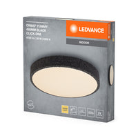 LEDVANCE ORBIS Yummy LED-Deckenleuchte mit Metallring, schwarz, 36W, 2600lm, 3000K, 490mm, 830 freundliches Warmweiß, durch Klicken dimmbar, IP20 Schutz, Montageschrauben und Dübel inklusive