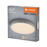 LEDVANCE ORBIS Yummy LED-Deckenleuchte mit Metallring, grau, 24W, 1450lm, 3000K, 390mm, 830 freundliches Warmweiß, durch Klicken dimmbar, IP20 Schutz, Montageschrauben und Dübel inklusive
