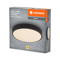 LEDVANCE ORBIS Yummy LED-Deckenleuchte mit Metallring, schwarz, 16W, 1000lm, 3000K, 285mm, 830 freundliches Warmweiß, durch Klicken dimmbar, IP20 Schutz, Montageschrauben und Dübel inklusive