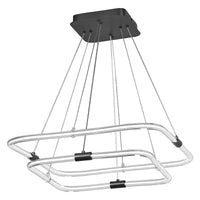 LEDVANCE Decor Tetragon 2-flammige Pendelleuchte aus geschwungenem Polycarbonat mit LED und Filament-Design, 23 W, 250 lm, 3000 K, 830 warmweiß, Click dimmbar, dunkelgrau, Kunststoff (PC), IP20