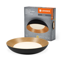LEDVANCE ORBIS Alva LED-Deckenleuchte, schwarz mit Holzdekor, 36W, 1600lm, 3000K, 830 freundliches Warmweiß, durch Klicken in 3-Stufen dimmbar, IP20 Schutz, Montageschrauben und Dübel inklusive