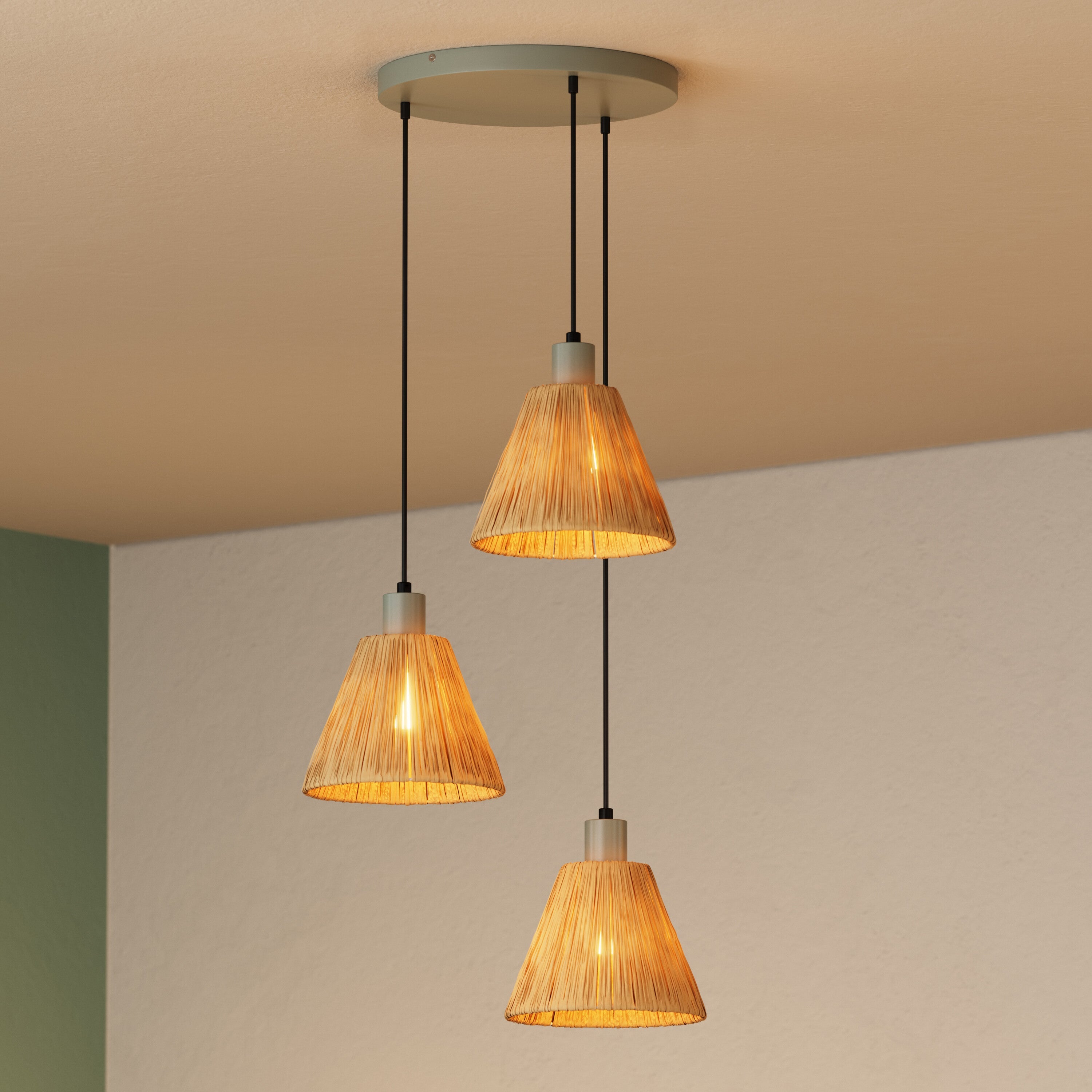LEDVANCE DECOR Pendelleuchte Decor Raffia Plate grün, 3xE27, inkl. Leuchtmittel-LEDVANCE Shop