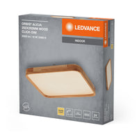 LEDVANCE ORBIS Alicia LED-Deckenleuchte mit Holzdekor, 16W, 1000lm, 3000K, 292x292mm, freundliches Warmweiß, durch Klicken dimmbar, IP20 Schutz, Montageschrauben und Dübel inklusive