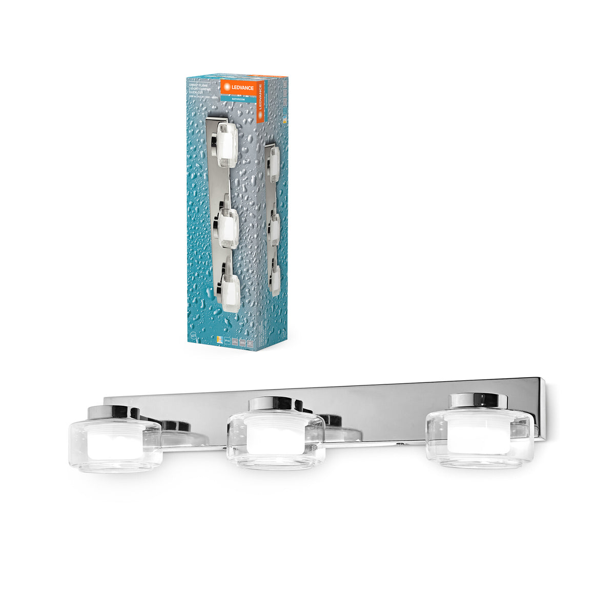 LEDVANCE ORBIS Flame Wand- und Deckenleuchte mit LED, Chrom, 16. 5W, 1050lm, 3000/4000K, Farbtemperatur über Wandschalter einstellbar (kaltweiß/warmweiß), IP44 Schutz vor Fremdkörpern und Spritzwasser