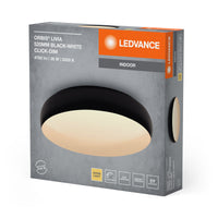 LEDVANCE ORBIS Livia LED-Deckenleuchte mit Metallring, schwarz-weiß, 36W, 2400lm, 3000K, 520mm, 830 freundliches Warmweiß, durch Klicken in 3-Stufen dimmbar, IP20, Montageschrauben und Dübel inklusive