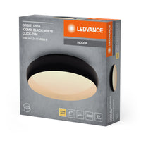 LEDVANCE ORBIS Livia LED-Deckenleuchte mit Metallring, schwarz-weiß, 24W, 1500lm, 3000K, 430mm, 830 freundliches Warmweiß, durch Klicken in 3-Stufen dimmbar, IP20, Montageschrauben und Dübel inklusive