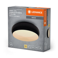 LEDVANCE ORBIS Livia LED-Deckenleuchte mit Metallring, schwarz-weiß, 16W, 1000lm, 3000K, 300mm, 830 freundliches Warmweiß, durch Klicken in 3-Stufen dimmbar, IP20, Montageschrauben und Dübel inklusive