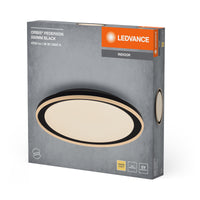LEDVANCE ORBIS Pederson LED-Deckenleuchte mit Plastikring, schwarz, 36W, 2500lm, 3000K, 830 freundliches Warmweiß, 550mm Durchmesser, IP20 Schutz, Montageschrauben und Dübel inklusive