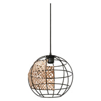 LEDVANCE DECOR Cage Globe Pendant Hängeleuchte, E27, nicht dimmbar, IP20, Rattan/Metall, 300mm, schwarz/braun