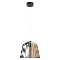 LEDVANCE DECOR Cage Bell Pendant Hängeleuchte, E27, nicht dimmbar, IP20, Rattan/Metall, 260mm, schwarz/braun