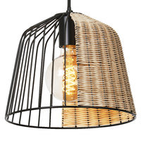 LEDVANCE DECOR Cage Bell Pendant Hängeleuchte, E27, nicht dimmbar, IP20, Rattan/Metall, 260mm, schwarz/braun