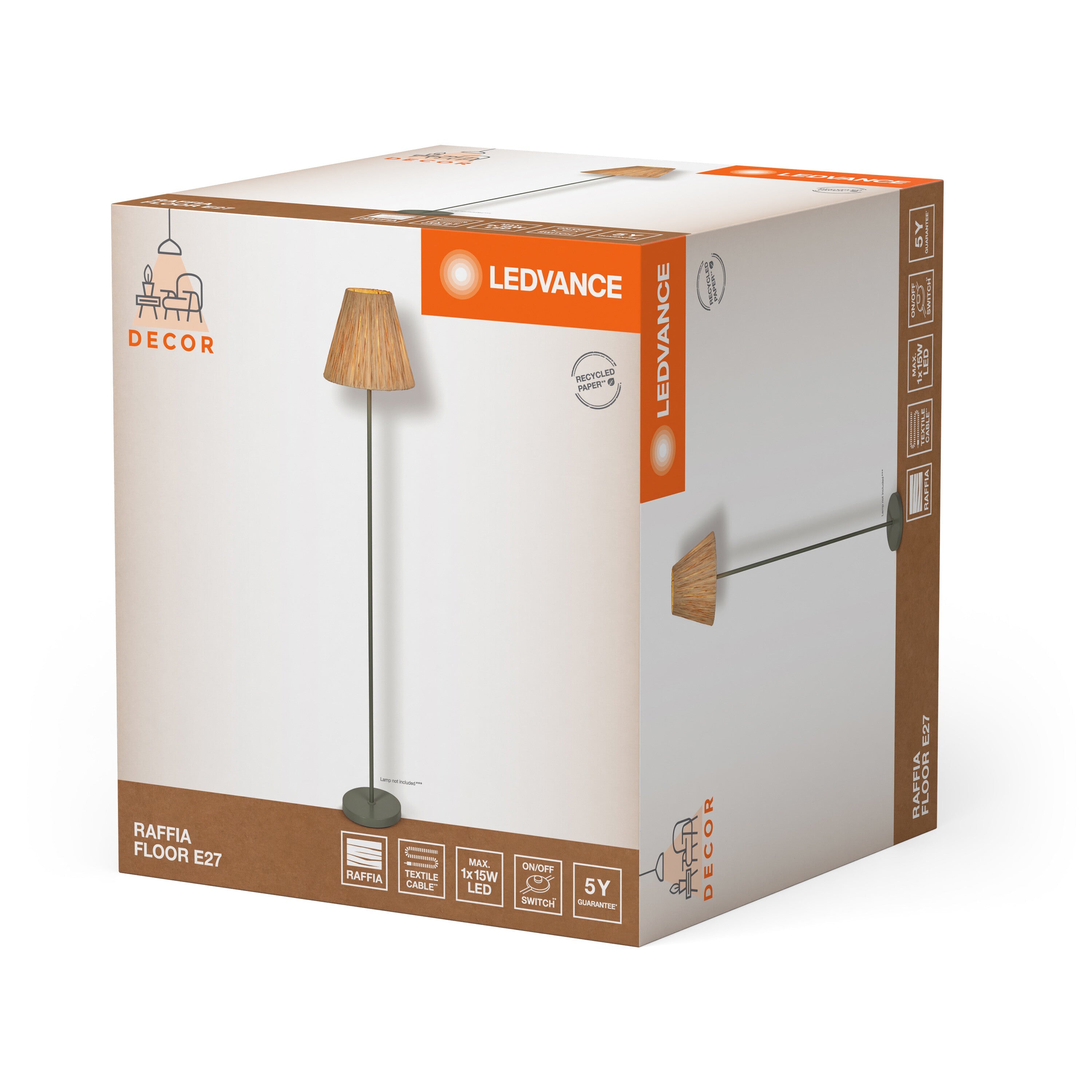 LEDVANCE DECOR Standleuchte Decor Raffia grün-braun, E27, 300 mm, inkl. Leuchtmittel-LEDVANCE Shop