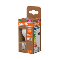 OSRAM LED CLASSIC P ENERGY EFFICIENCY A , LED-Lampe, Bleifreies Glas, Matt, 1,2 W, (ex 25 W), 255 lm, Kaltweiß, 4000 K, Energieeffizienzklasse: A, CRI 80