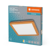 LEDVANCE ORBIS Disc Wand-/Deckenleuchte mit LED, Holzdekor, 22W, 1800lm, 3000/4000K, über Wandschalter mit Click CCT einstellbar, 30x30cm, IP44 Schutz für Badezimmer, Schrauben/Dübel inklusive