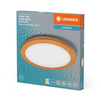 LEDVANCE ORBIS Disc Wand-/Deckenleuchte mit LED, Holzdekor, 22W, 1800lm, 3000/4000K, via Wandschalter mit Click CCT einstellbar, 30cm Durchmesser, IP44 Schutz für Badezimmer, Schrauben/Dübel inklusive