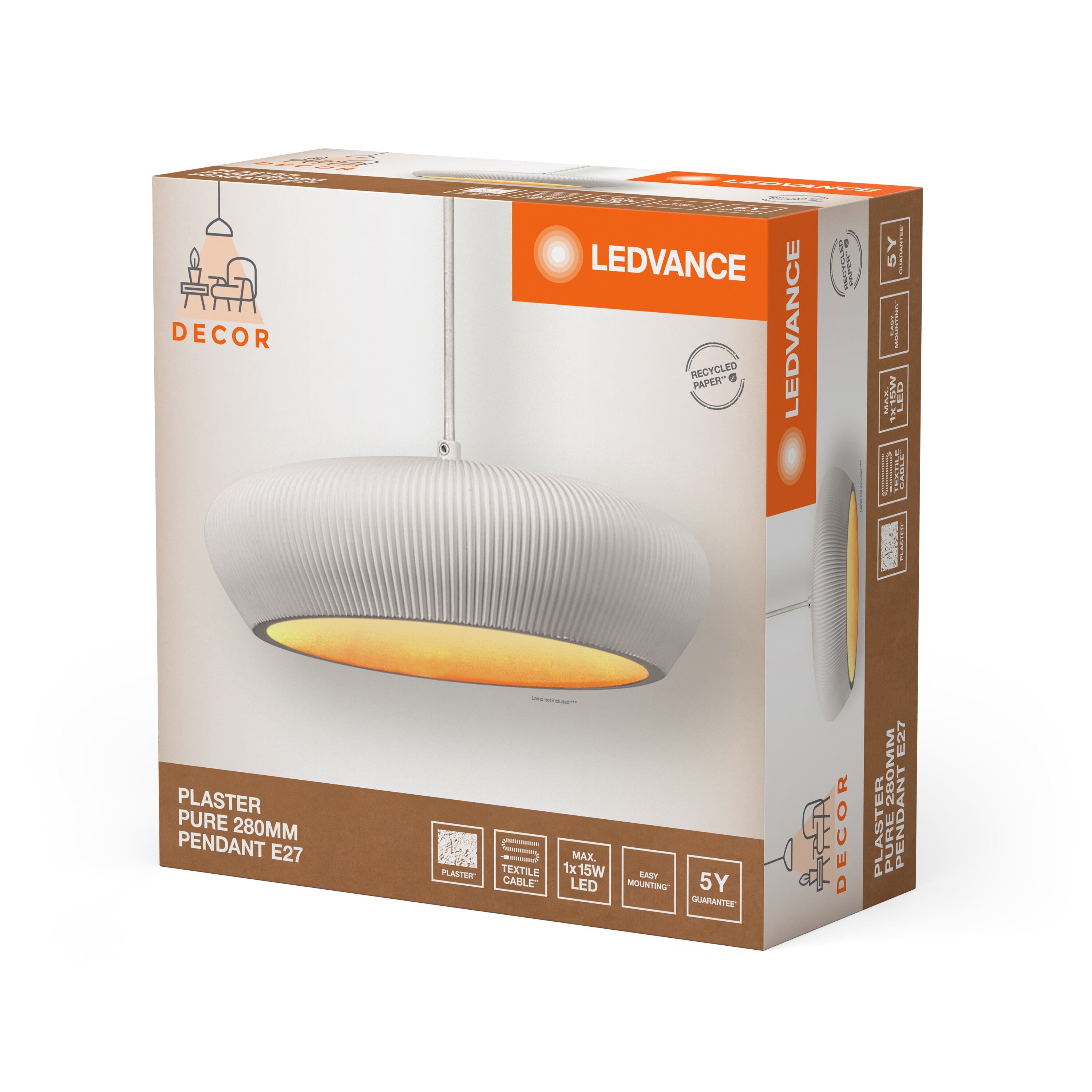 LEDVANCE DECOR Plaster Gips-Leuchte Pendelleuchte, E27, 283 mm, inkl. Leuchtmittel-LEDVANCE Shop