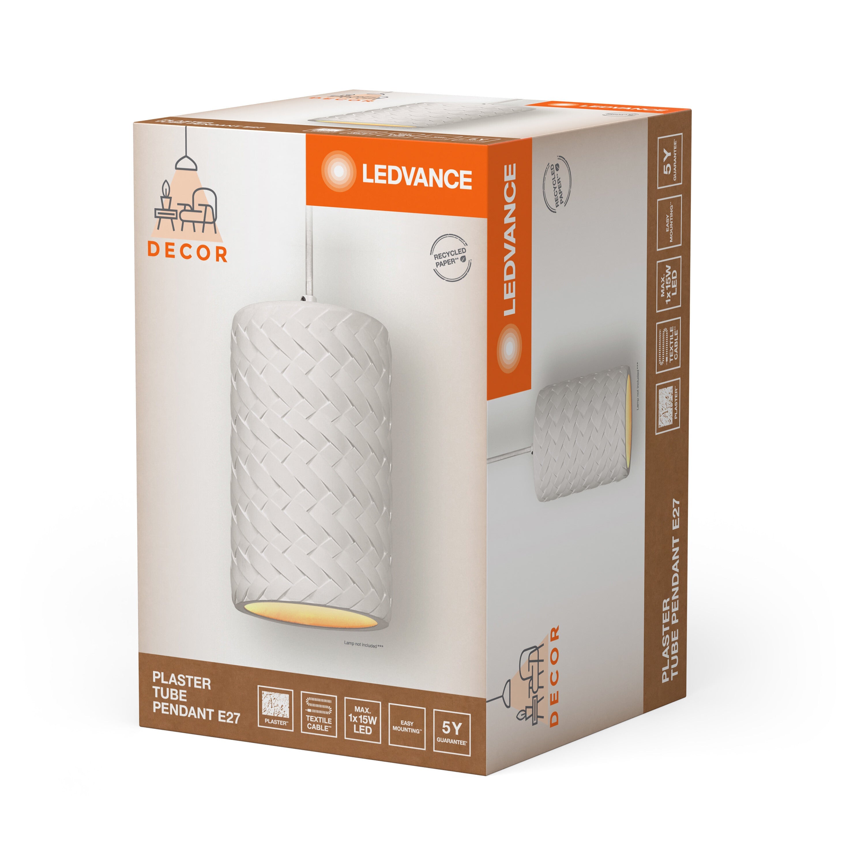 LEDVANCE DECOR Plaster Tube Gips Pendelleuchte, E27, 140 mm, inkl. Leuchtmittel-LEDVANCE Shop