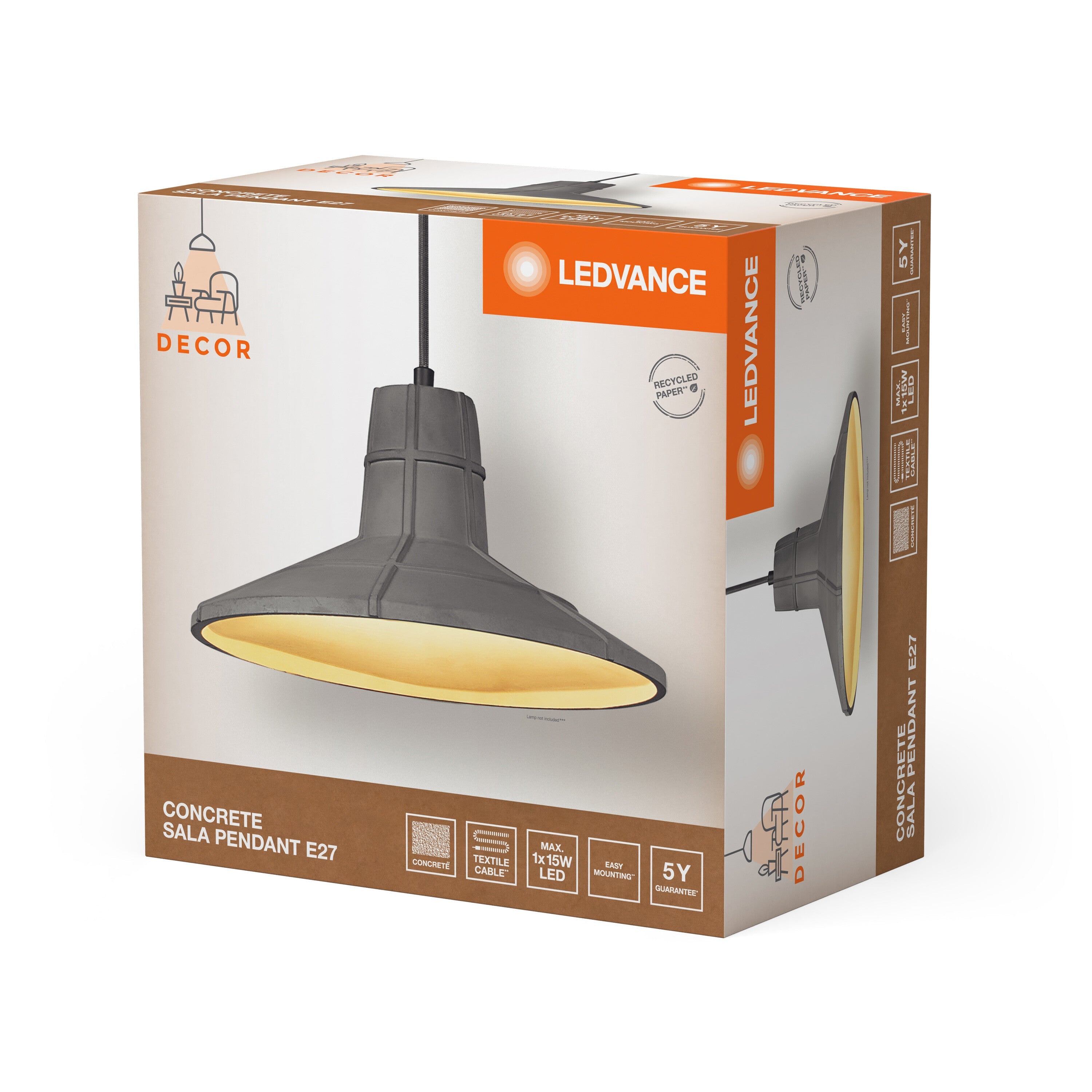 LEDVANCE DECOR Concrete Sala Beton-Leuchte Pendelleuchte, E27, 325 mm, inkl. Leuchtmittel-LEDVANCE Shop