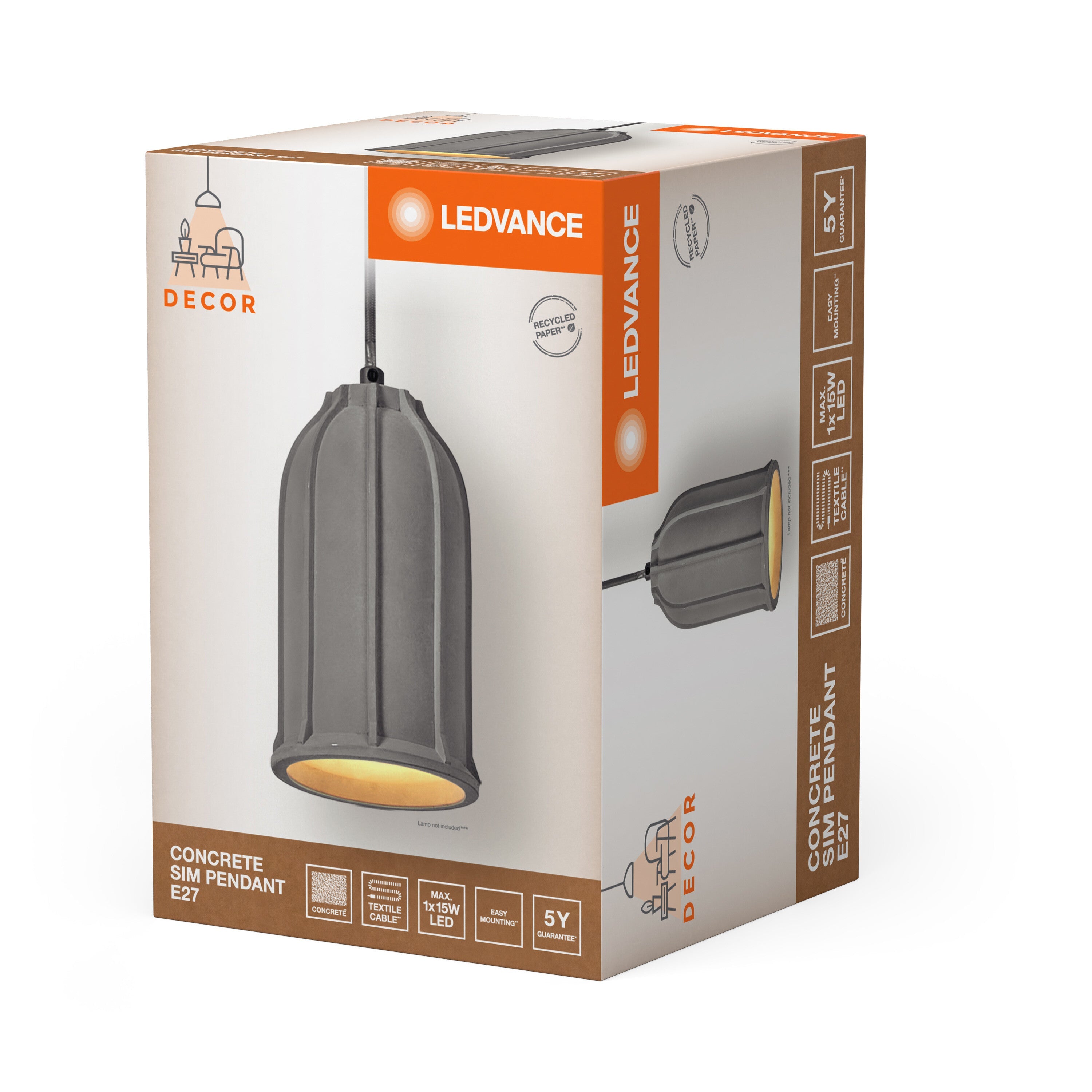 LEDVANCE DECOR Concrete Sim Beton Pendelleuchte, E27, 115 mm, inkl. Leuchtmittel-LEDVANCE Shop