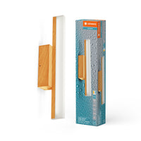 LEDVANCE Orbis Mirror Leuchte in Holzdekor, 40 cm, Aluminium-Gehäuse, 6. 8 W, 650 lm, IP44 Schutzart, Farbtemperatur einstellbar via Click CCT (4000 K und 3000 K), dimmbar über Touch-Steuerung