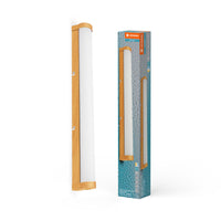 LEDVANCE ORBIS Tube LED-Spiegel-/Wandleuchte, gefrostetes Glas/Holzdekor, 12W, 1200lm, dimmbar, 3000/4000K über Wandschalter einstellbar, 60cm Durchmesser, IP44 Schutz vor Fremdkörpern/Spritzwasser