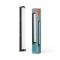 LEDVANCE ORBIS Tube Spiegel-/Wandleuchte mit LED, gefrostetes Glas/schwarz, 12W, 1100lm, dimmbar, 3000/4000K über Wandschalter einstellbar, 60cm Durchmesser, IP44 Schutz vor Fremdkörpern/Spritzwasser