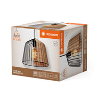 LEDVANCE DECOR Cage Bell Pendant Hängeleuchte, E27, nicht dimmbar, IP20, Rattan/Metall, 260mm, schwarz/braun