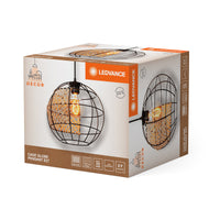 LEDVANCE DECOR Cage Globe Pendant Hängeleuchte, E27, nicht dimmbar, IP20, Rattan/Metall, 300mm, schwarz/braun