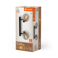LEDVANCE DECOR Spot Firefly Wandleuchte, 2x2. 8W, E14, 500lm, 2700K, warmweiß, dimmbar, IP20, Metall/Glas, schwarz, LED enthalten und austauschbar