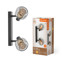 LEDVANCE DECOR Spot Firefly Wandleuchte, 2x2. 8W, E14, 500lm, 2700K, warmweiß, dimmbar, IP20, Metall/Glas, schwarz, LED enthalten und austauschbar