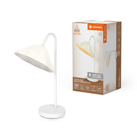 LEDVANCE Tischleuchte Decor Lotus Leaf weiß aus Metall und Pappmaschee, E14, dimmbar, 219 mm Länge, Leuchtenschirm aus recyceltem Material, langlebig durch austauschbare Lichtquelle, einfache Montage