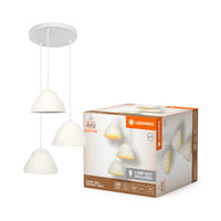 LEDVANCE Pendelleuchte 3-flammig Decor Camel Bell weiß aus Metall und Pappmaschee, E14, 437 mm Durchmesser, Schirm aus recyceltem Material, langlebig durch austauschbare Lichtquelle, einfache Montage