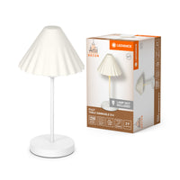 LEDVANCE Tischleuchte Decor Pulp weiß aus Metall und Pappmaschee, E14, dimmbar, 218 mm Durchmesser, Leuchtenschirm aus recyceltem Material, langlebig durch austauschbare Lichtquelle, einfache Montage