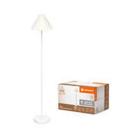 LEDVANCE Standleuchte Decor Pulp weiß aus Metall und Pappmaschee, E14, dimmbar, 1505 mm Höhe, Leuchtenschirm aus recyceltem Material, langlebig durch austauschbare Lichtquelle, einfache Montage