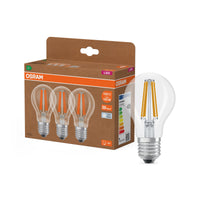 OSRAM LED LAMPS ENERGY CLASS A ENERGY EFFICIENCY FILAMENT CLASSIC A in A-Form, LED-Lampe, Glas, klar, 7,2 W, 1521 lm, 4000 K, Energieeffizienzklasse: A, CRI 80