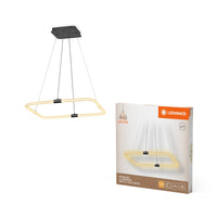 LEDVANCE Decor Tetragon Pendelleuchte aus geschwungenem Polycarbonat mit LED und Filament-Design, 18 W, 2000 lm, 3000 K, 830 warmweiß, , Click dimmbar, dunkelgrau, Kunststoff (PC)