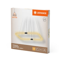 LEDVANCE Decor Tetragon Pendelleuchte aus geschwungenem Polycarbonat mit LED und Filament-Design, 18 W, 2000 lm, 3000 K, 830 warmweiß, , Click dimmbar, dunkelgrau, Kunststoff (PC)